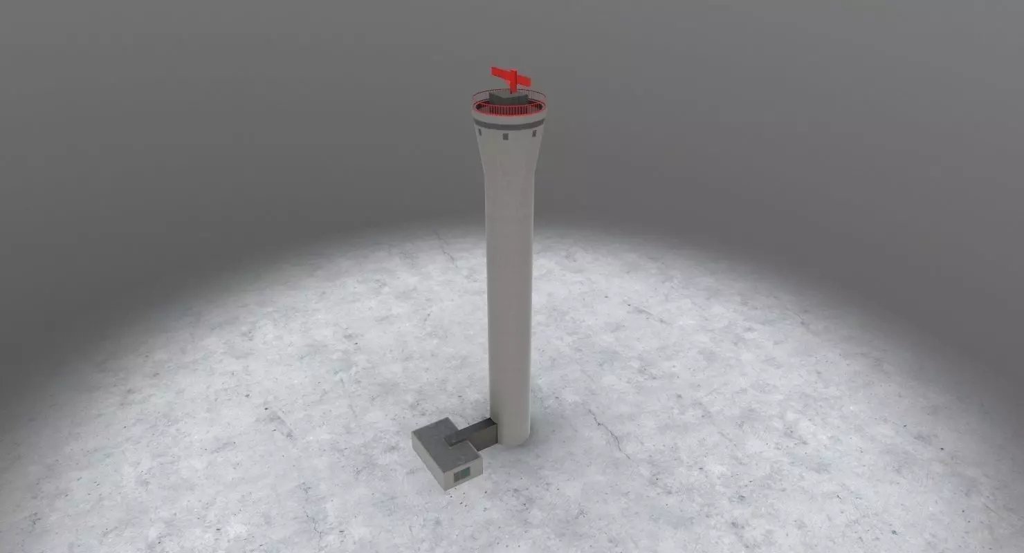 EDDH Radar Tower 2 Low-poly 3D model