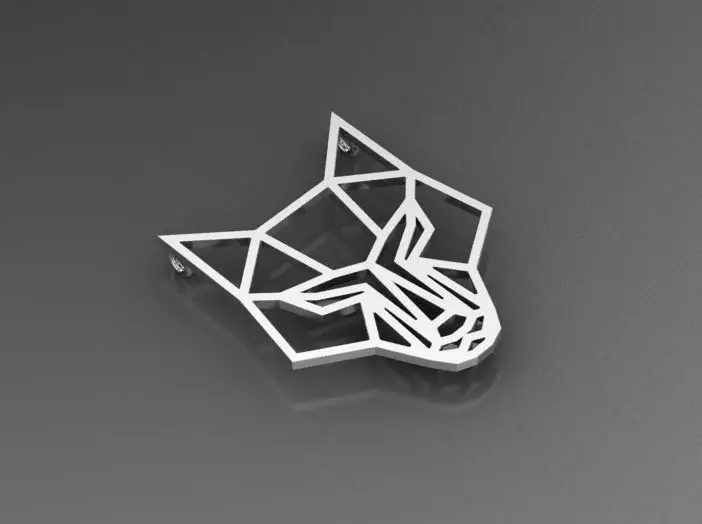 Fox geometric pendant  3D print model_0