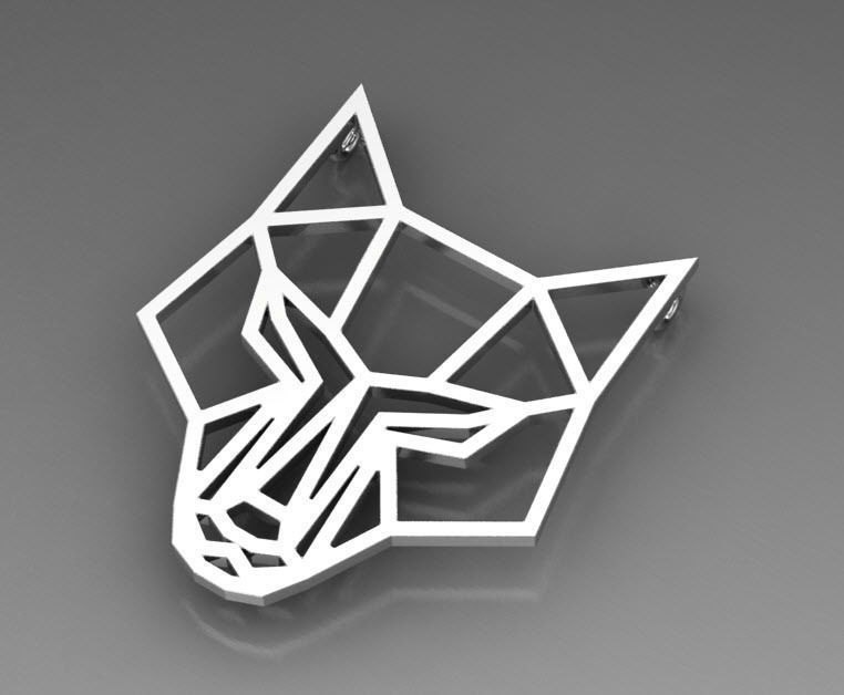 Fox geometric pendant  3D print model_1
