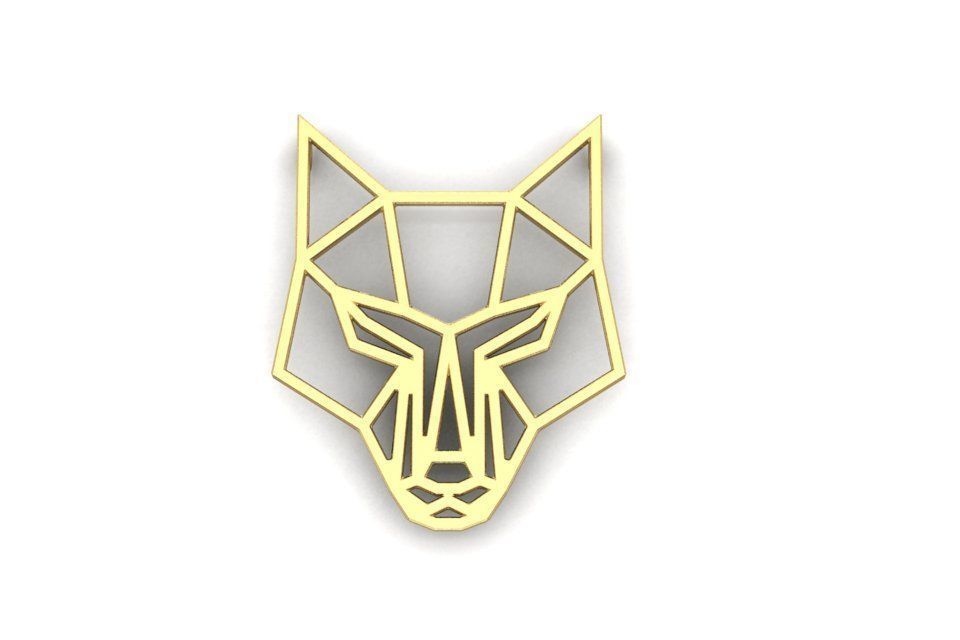 Fox geometric pendant  3D print model_3