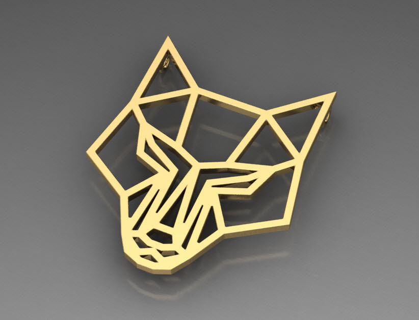 Fox geometric pendant  3D print model_4