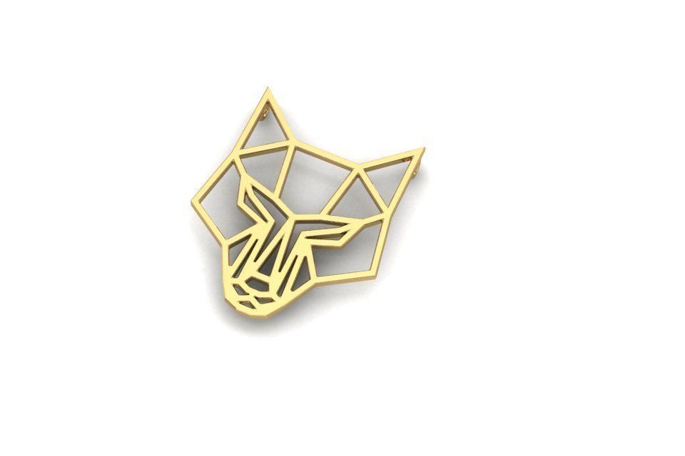 Fox geometric pendant  3D print model_2