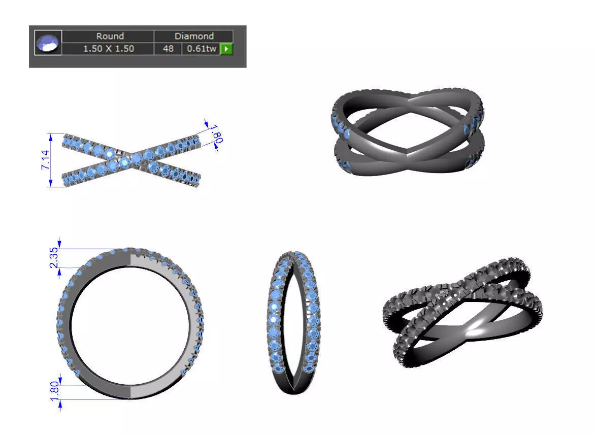 cross over ring  3D print model_0