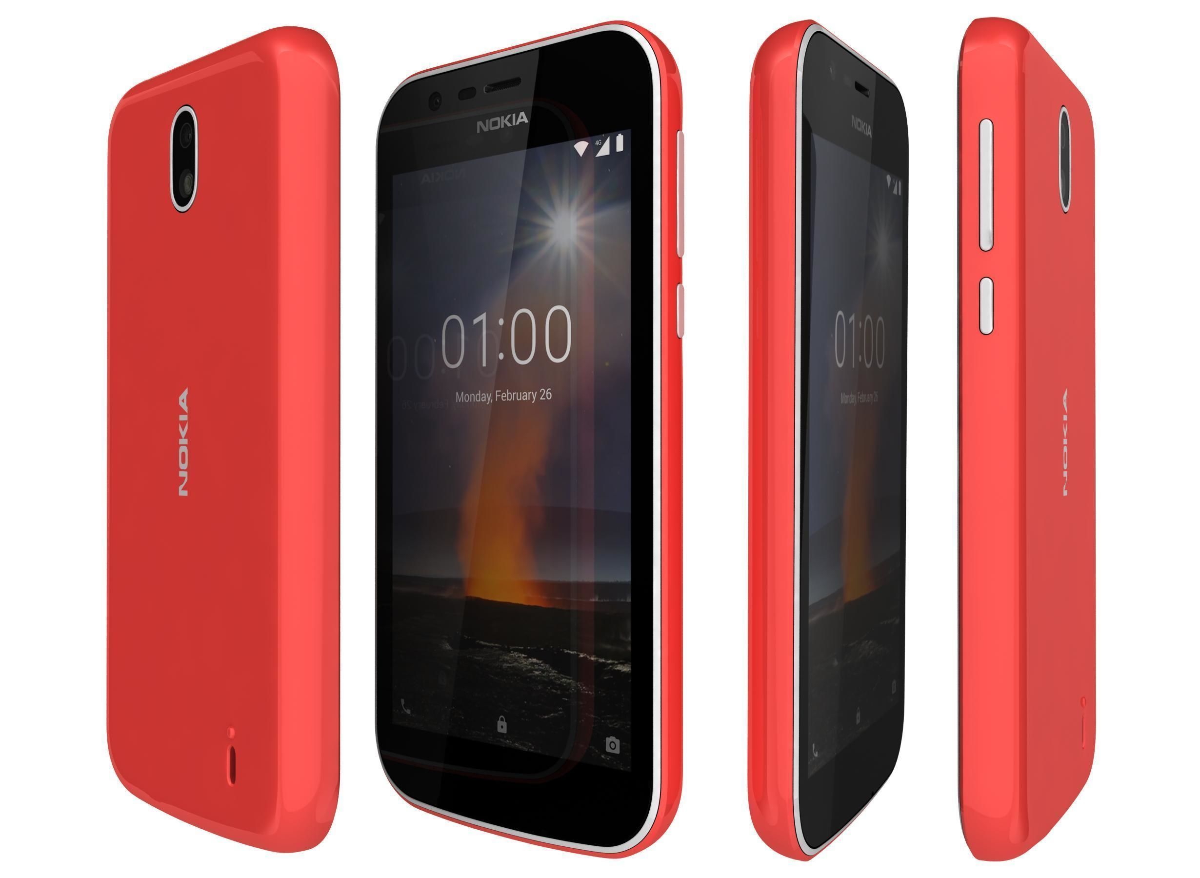 Nokia 1 Dark Blue And Warm Red 3D model_3
