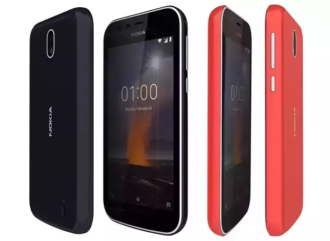 Nokia 1 Dark Blue And Warm Red