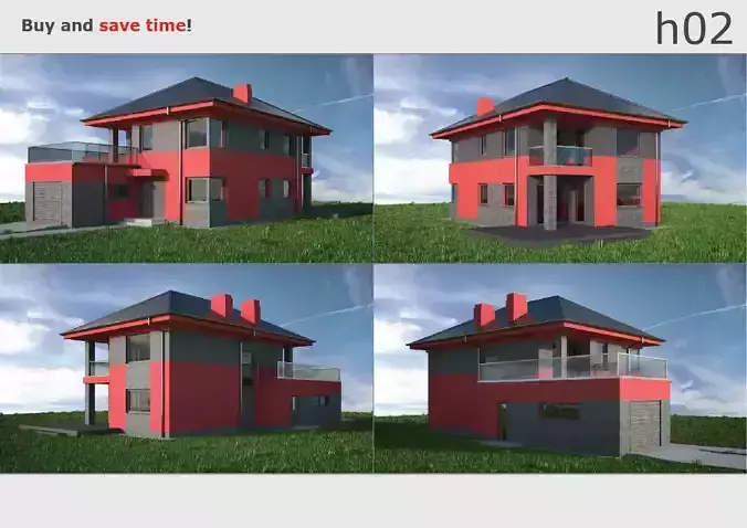 House 02C2 Low-poly 3D model