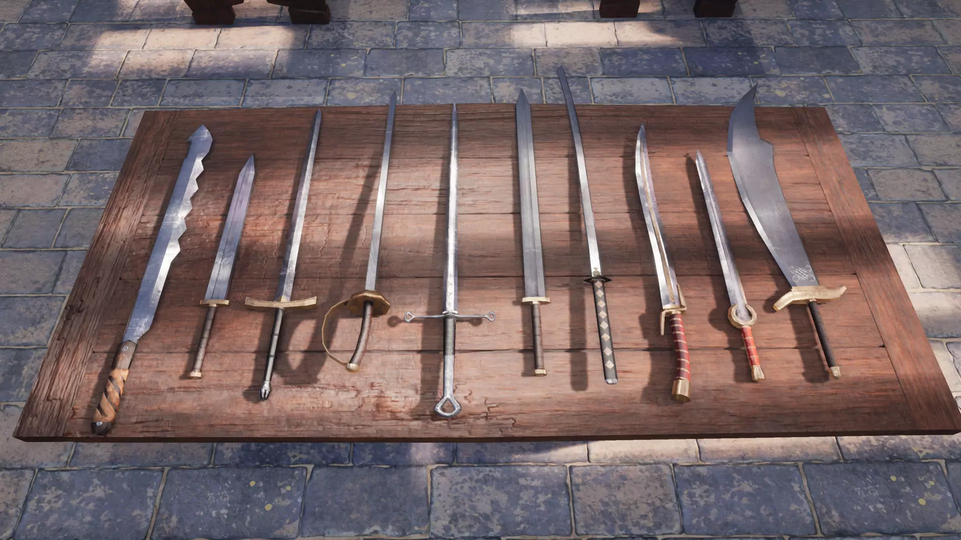 Fantasy Paladin Weapons Low-poly 3D model_0