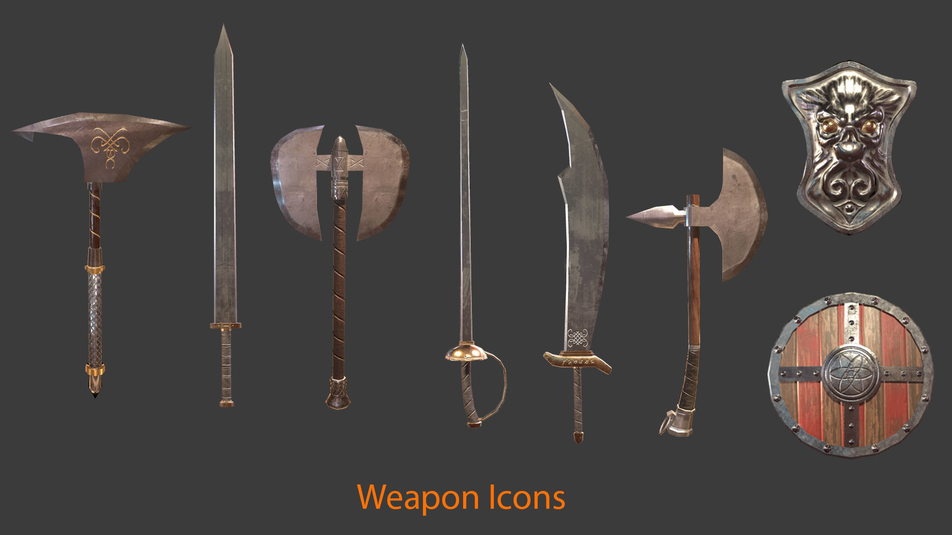 Fantasy Paladin Weapons Low-poly 3D model_12