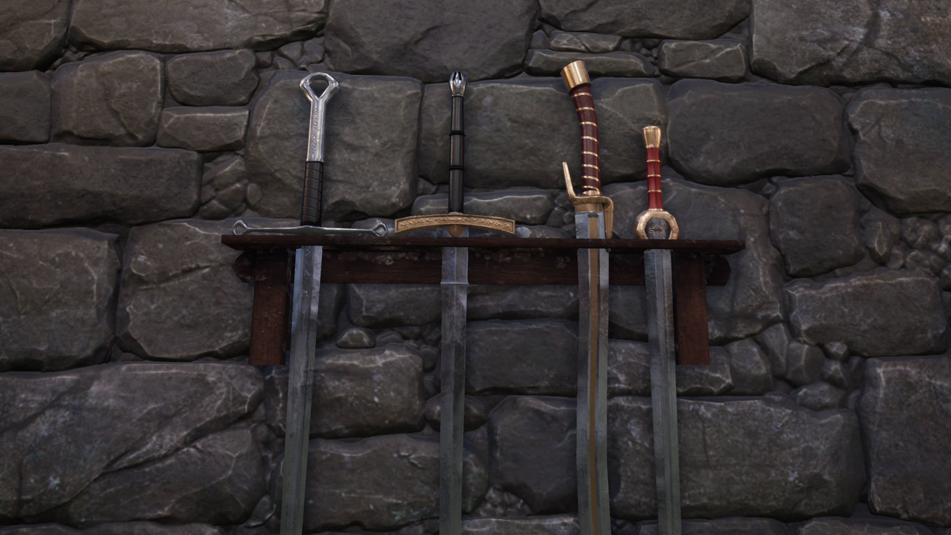 Fantasy Paladin Weapons Low-poly 3D model_18