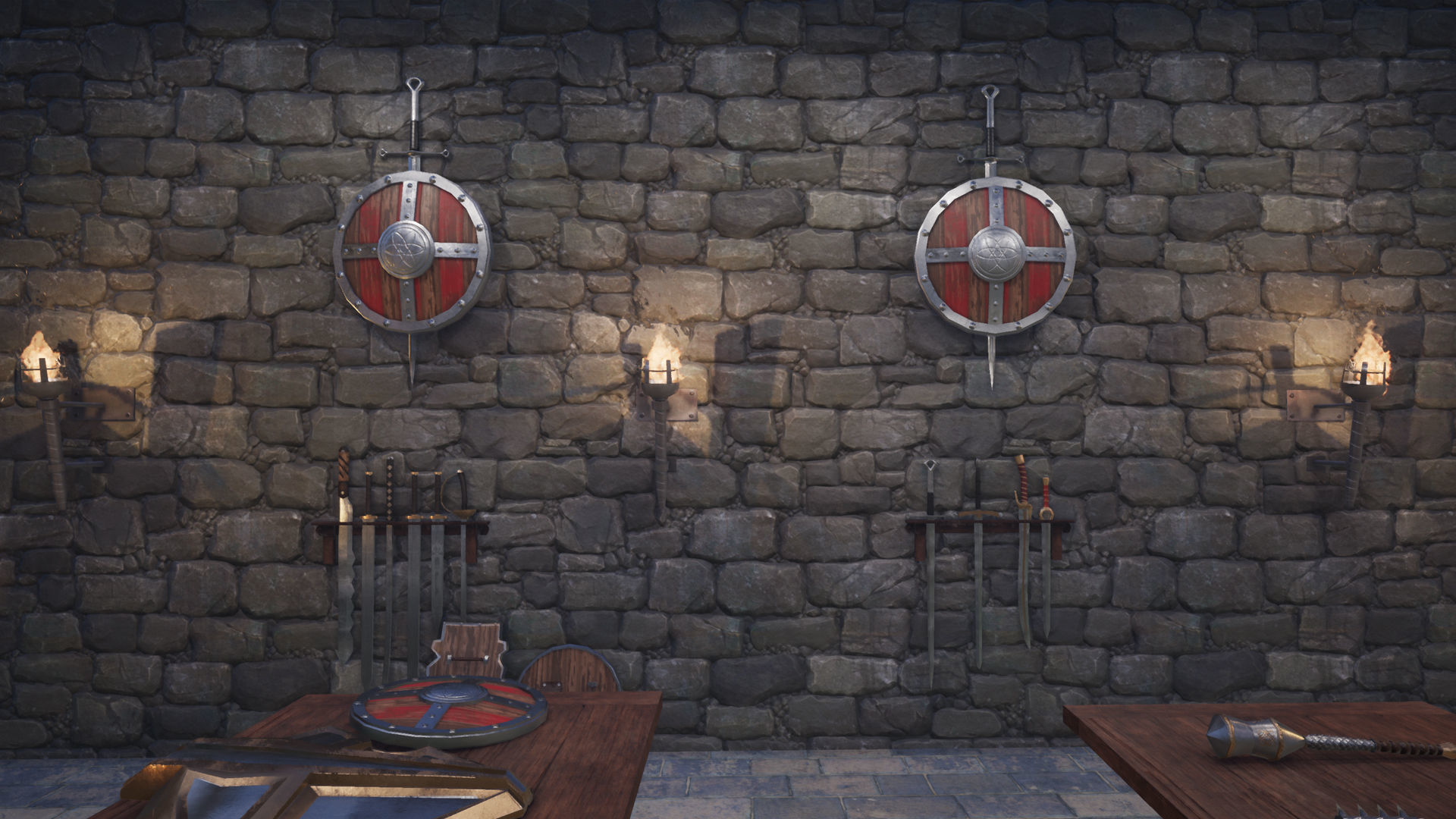 Fantasy Paladin Weapons Low-poly 3D model_14