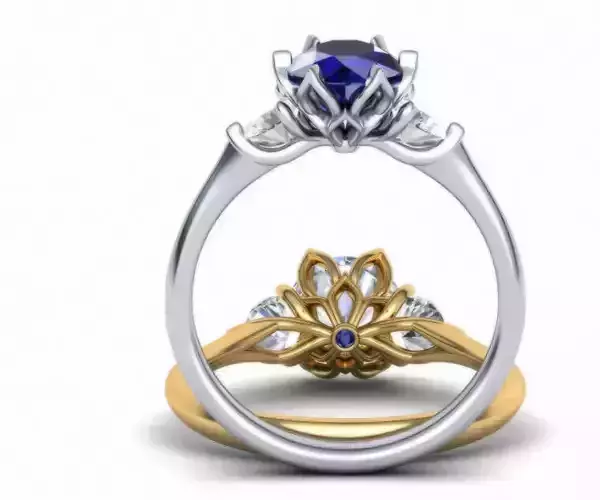 Engagement ring 3 Stone Flowers Shine collection 232