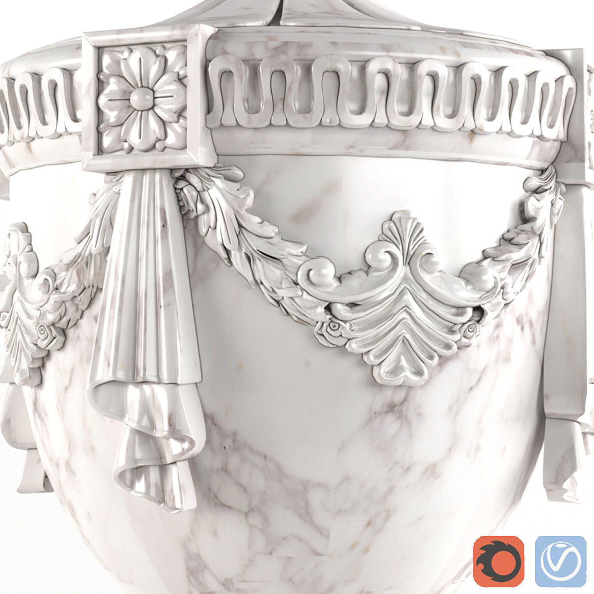 Classic vase for decorating the facade 3D model_3