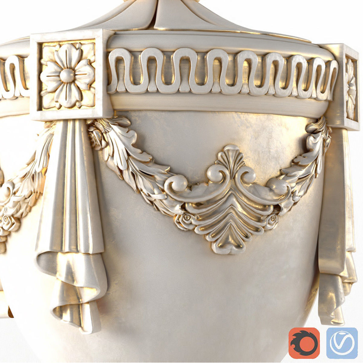 Classic vase for decorating the facade 3D model_2