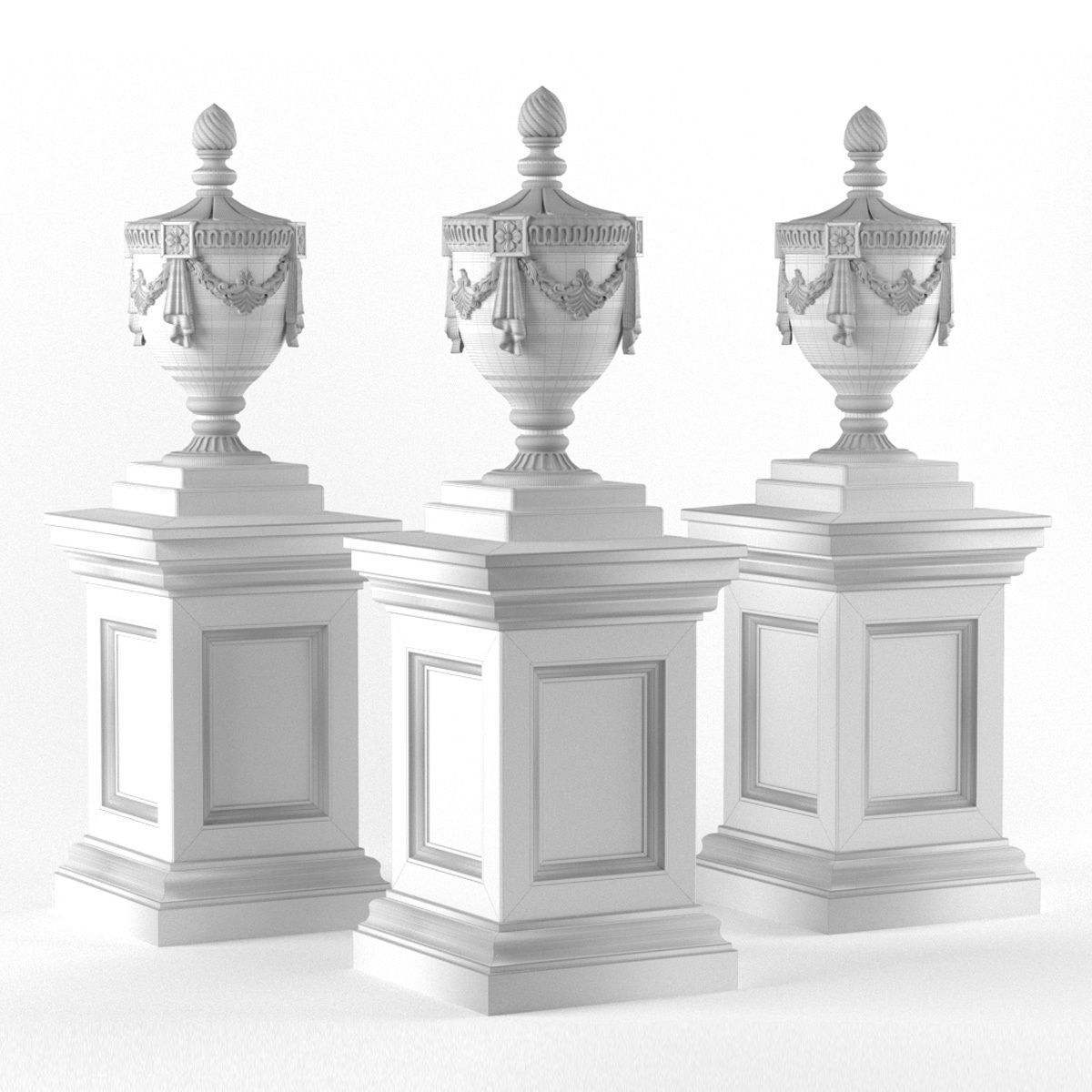 Classic vase for decorating the facade 3D model_4