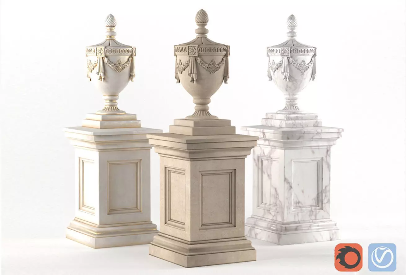 Classic vase for decorating the facade 3D model_0