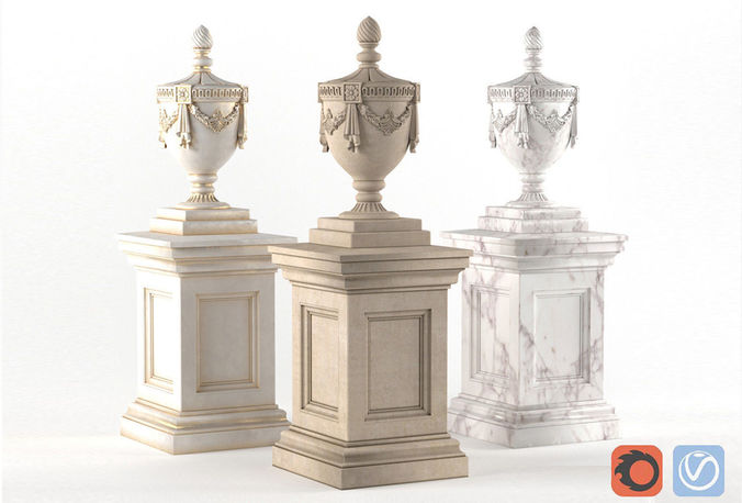 Classic vase for decorating the facade 3D model