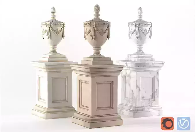 Classic vase for decorating the facade 3D model