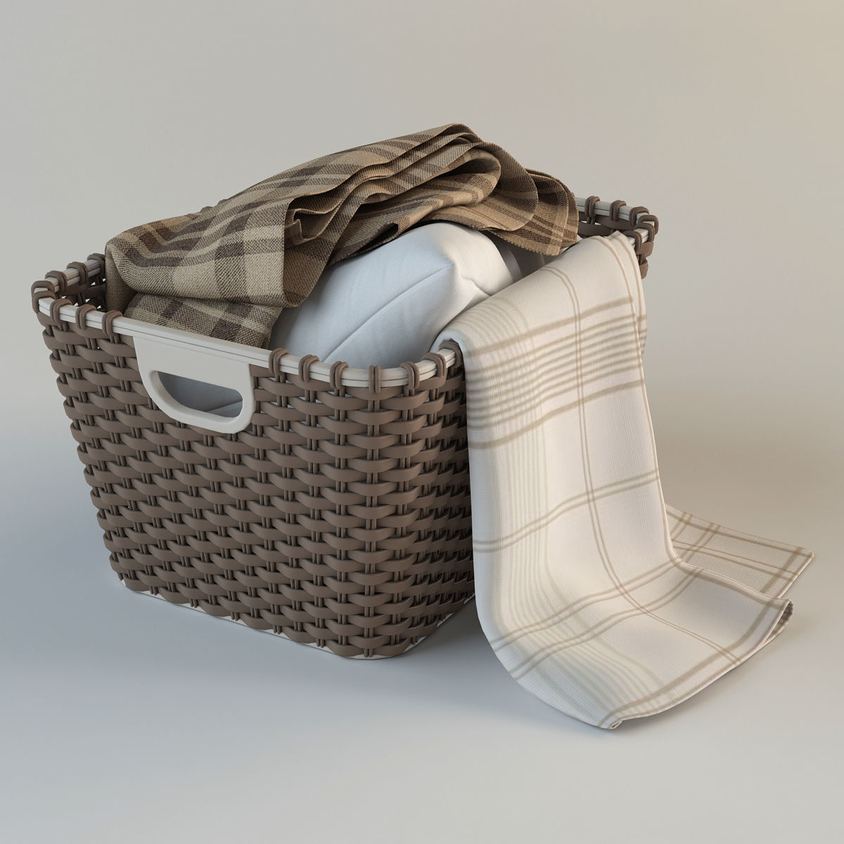 Wicker Basket with Cloth 3D model_1