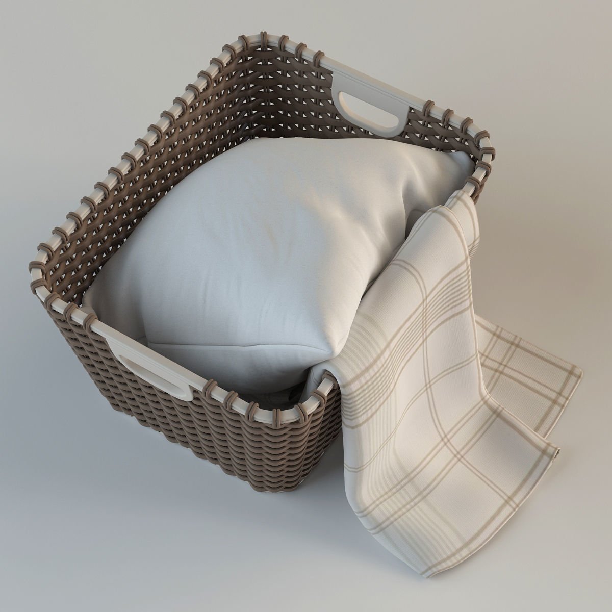 Wicker Basket with Cloth 3D model_13