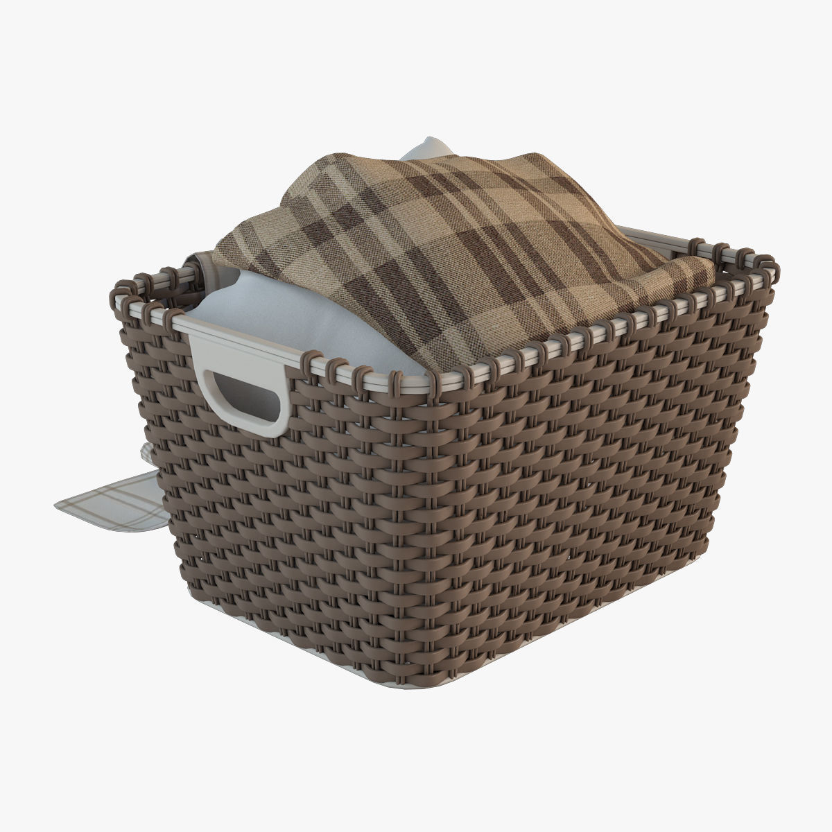 Wicker Basket with Cloth 3D model_10