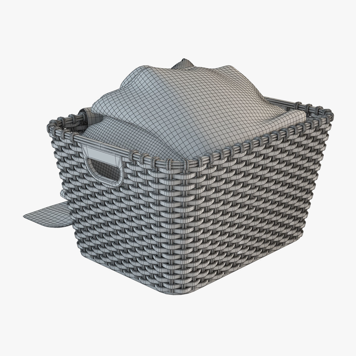 Wicker Basket with Cloth 3D model_11
