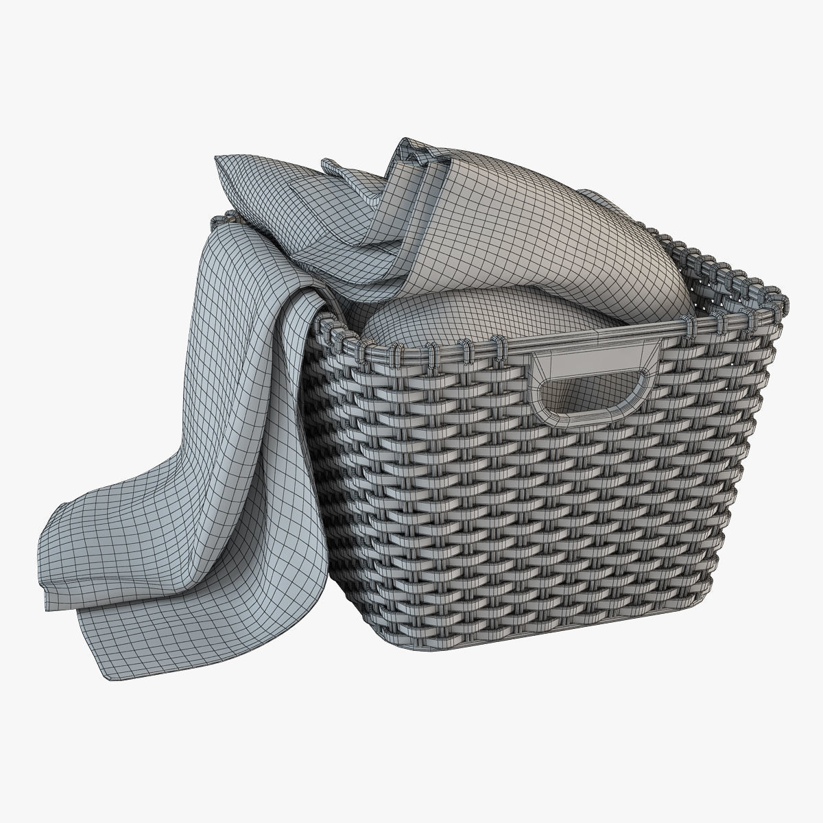 Wicker Basket with Cloth 3D model_9