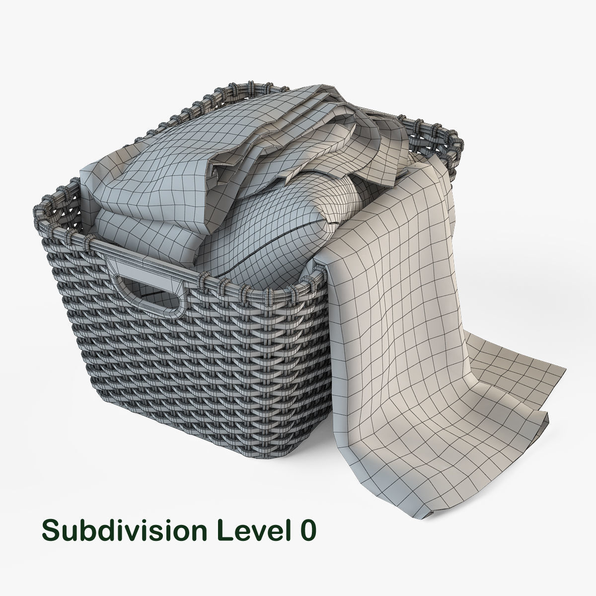Wicker Basket with Cloth 3D model_5