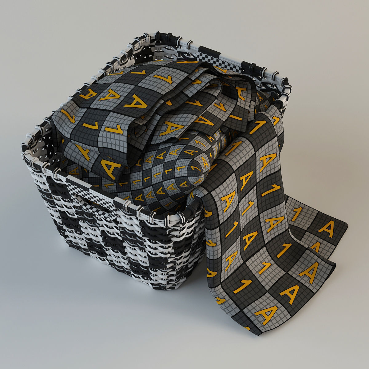 Wicker Basket with Cloth 3D model_16