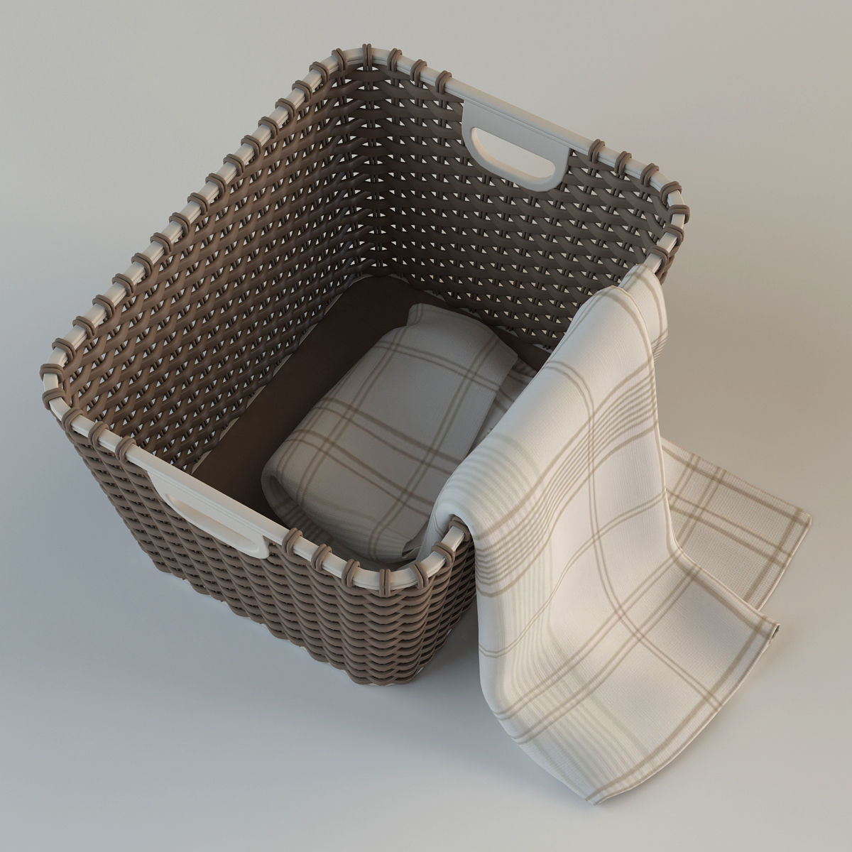Wicker Basket with Cloth 3D model_14