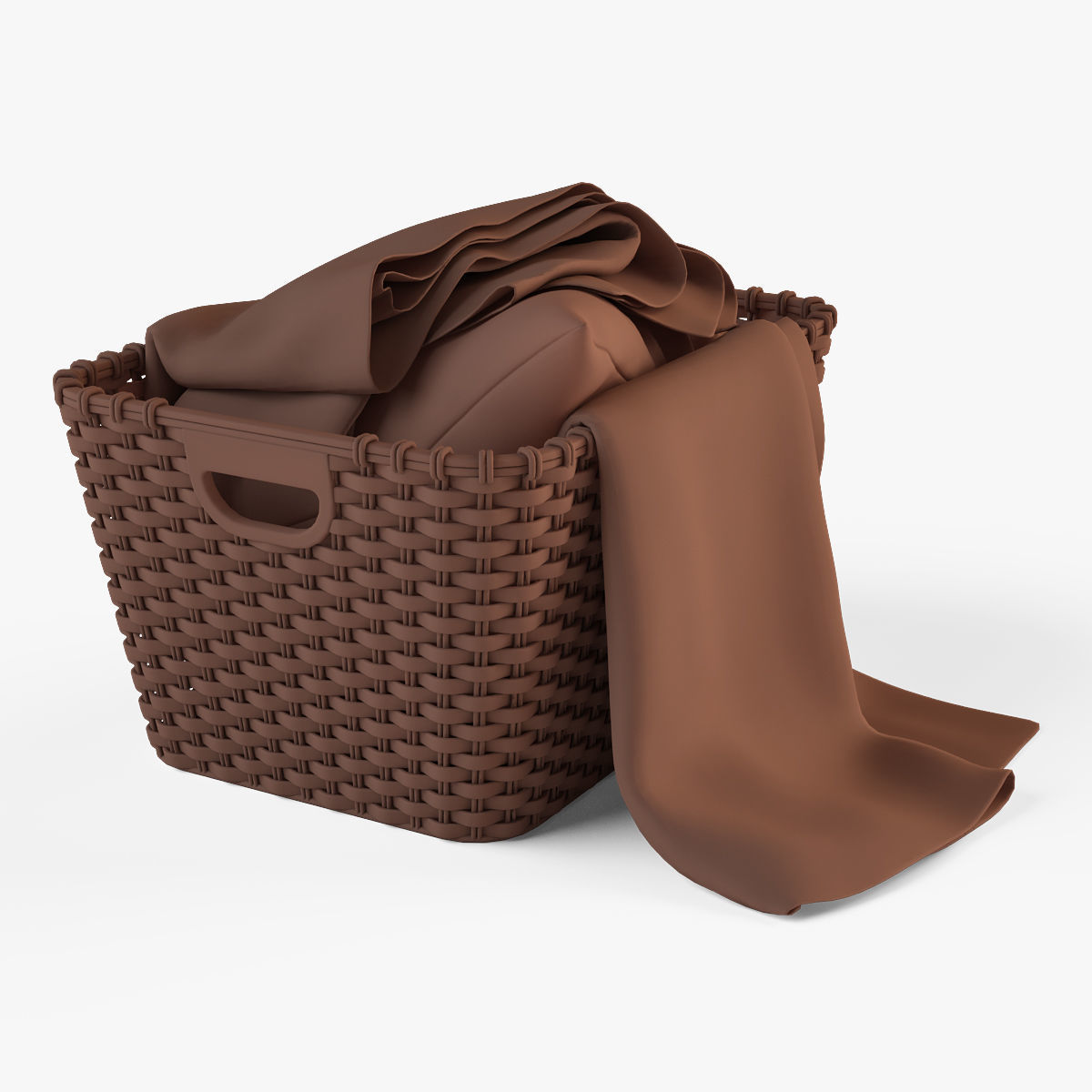 Wicker Basket with Cloth 3D model_3