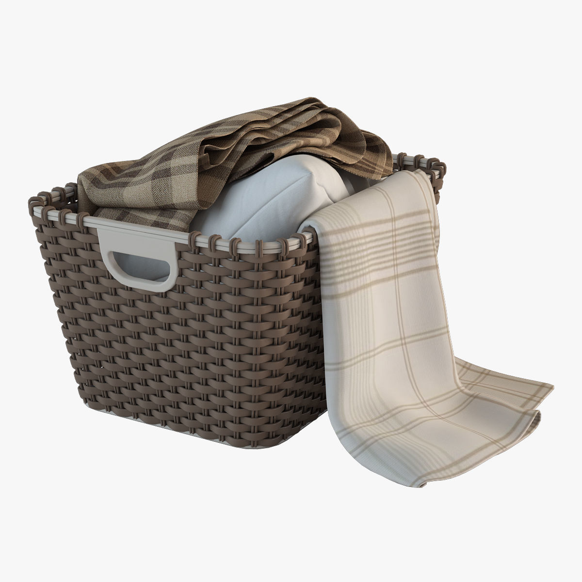 Wicker Basket with Cloth 3D model_0
