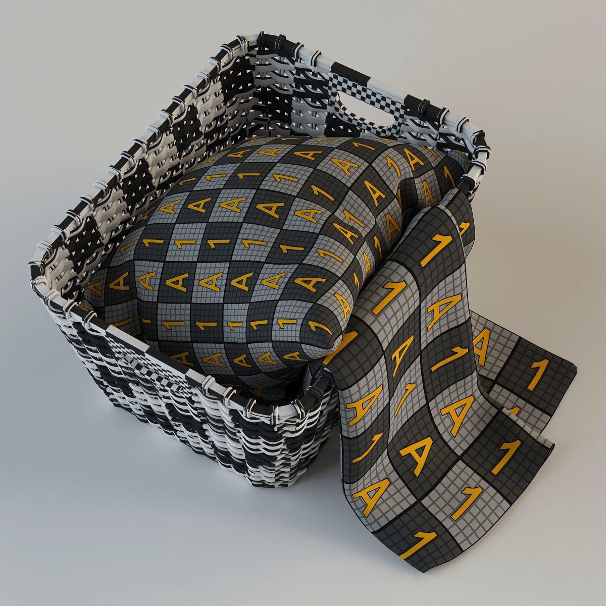 Wicker Basket with Cloth 3D model_15