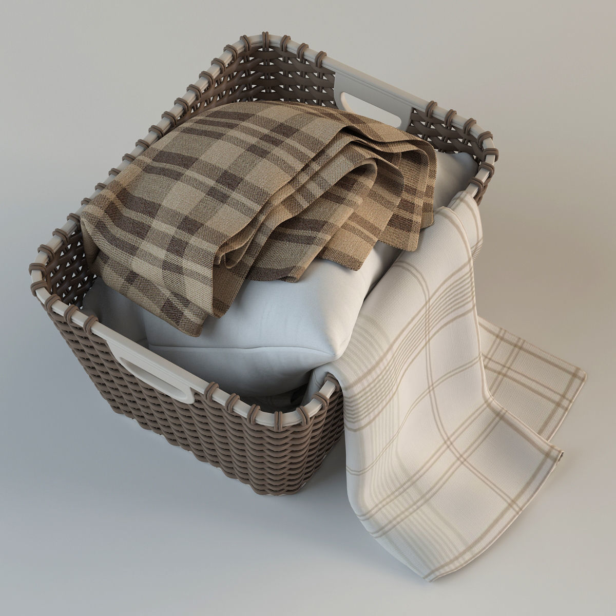 Wicker Basket with Cloth 3D model_12