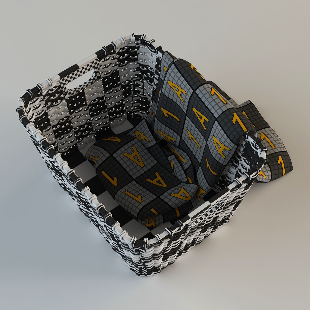 Wicker Basket with Cloth 3D model_17