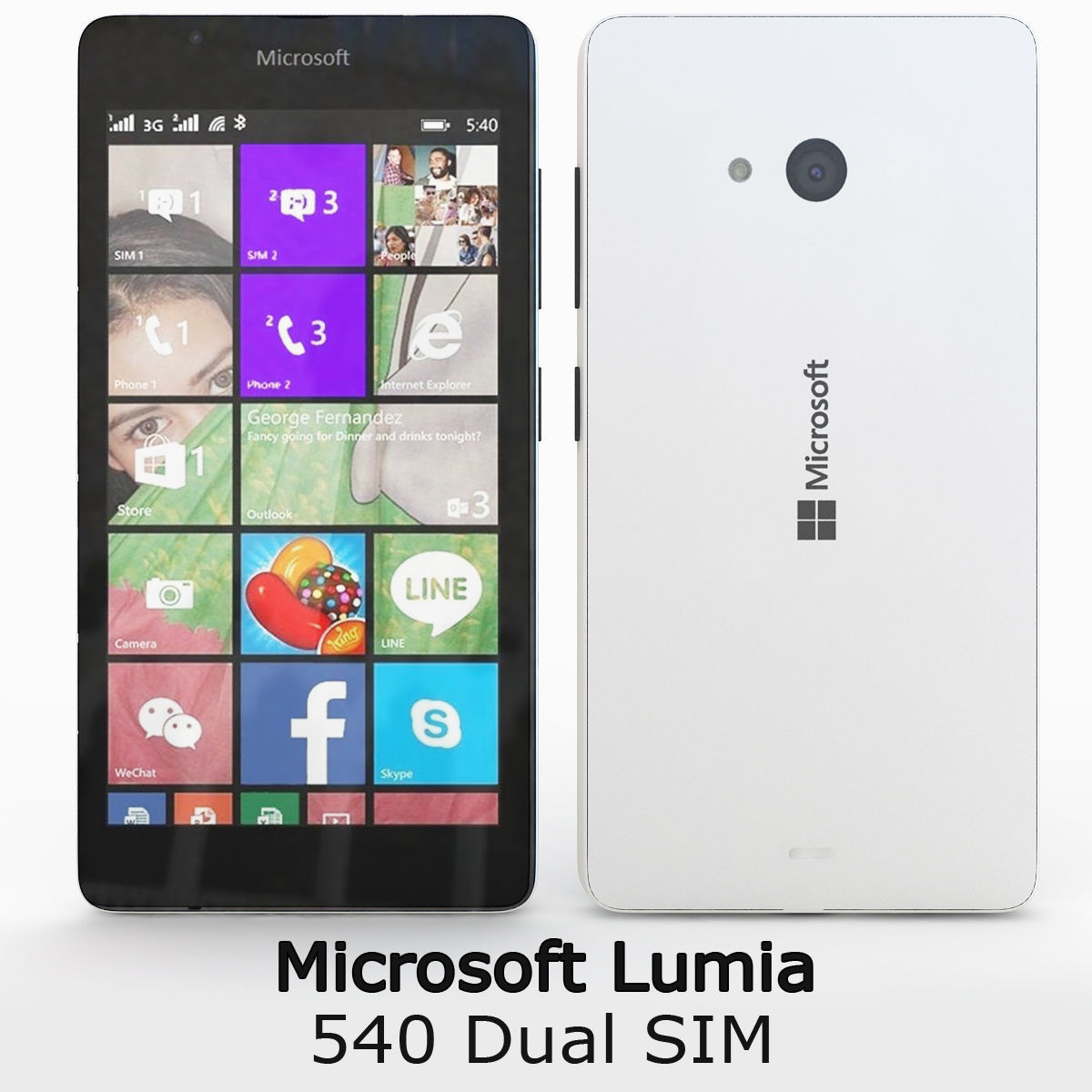 Microsoft Lumia 540 Dual SIM White 3D model_2