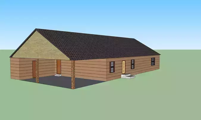 House log cabin with roof