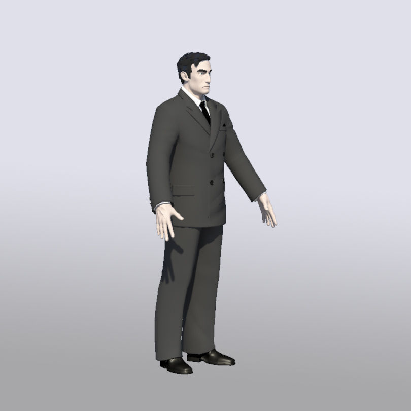 Gangster 3D Model man in suit and hat 3D model_4