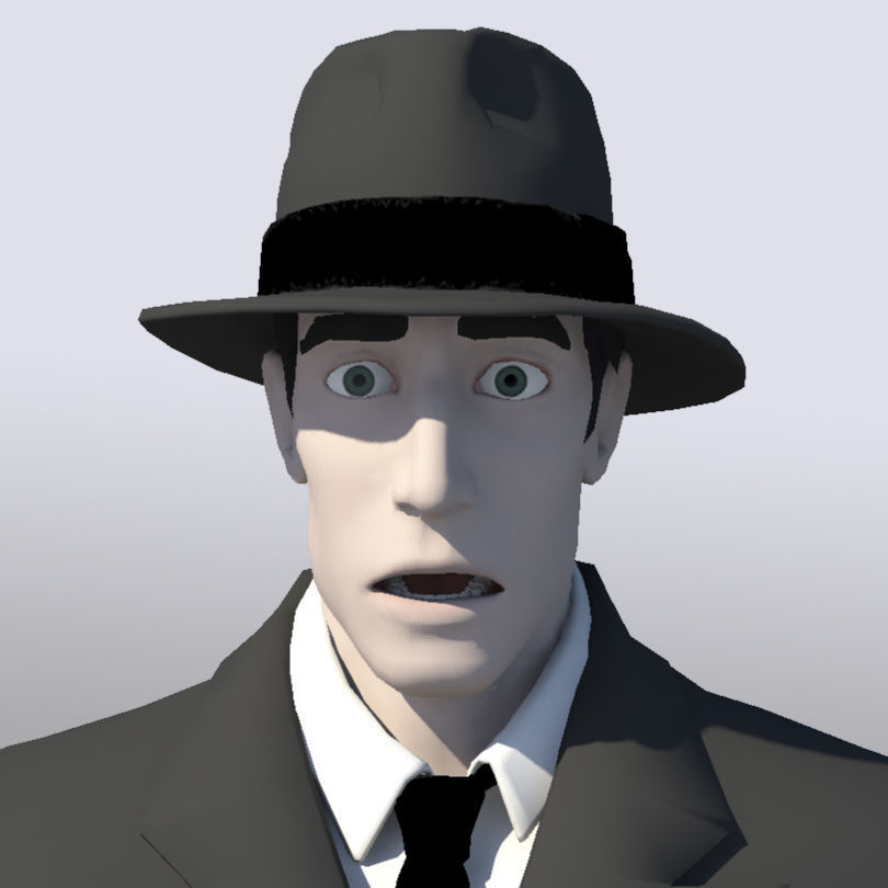 Gangster 3D Model man in suit and hat 3D model_11