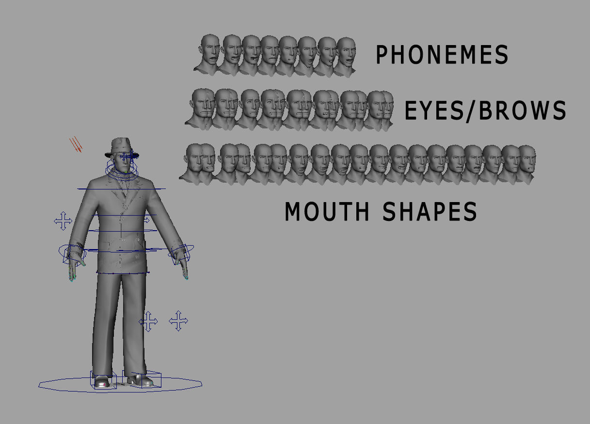 Gangster 3D Model man in suit and hat 3D model_16