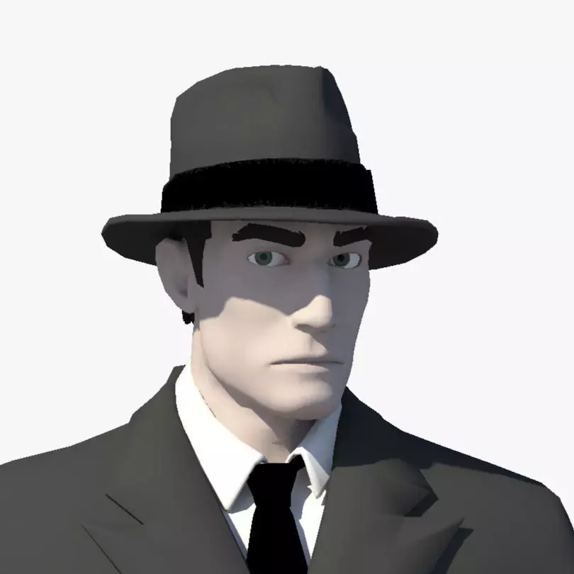 Gangster 3D Model man in suit and hat 3D model_0
