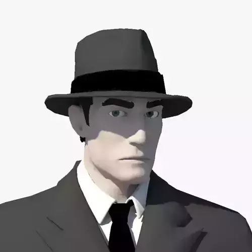 Gangster 3D Model man in suit and hat 3D model