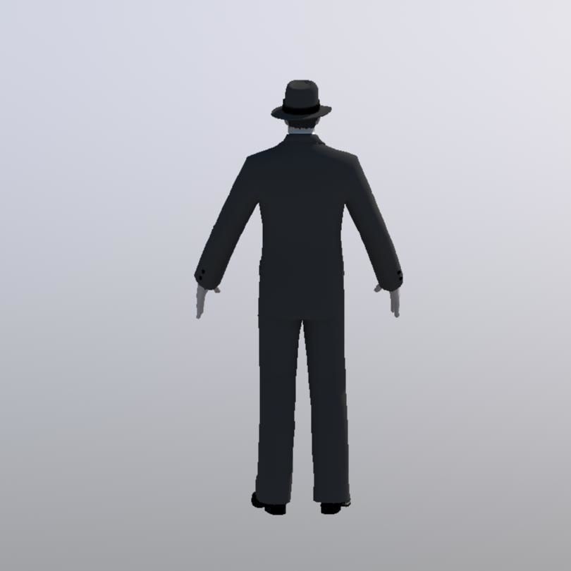 Gangster 3D Model man in suit and hat 3D model_7