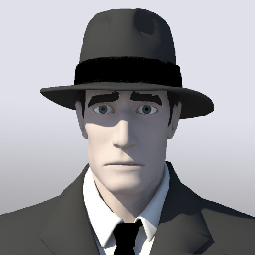 Gangster 3D Model man in suit and hat 3D model_9
