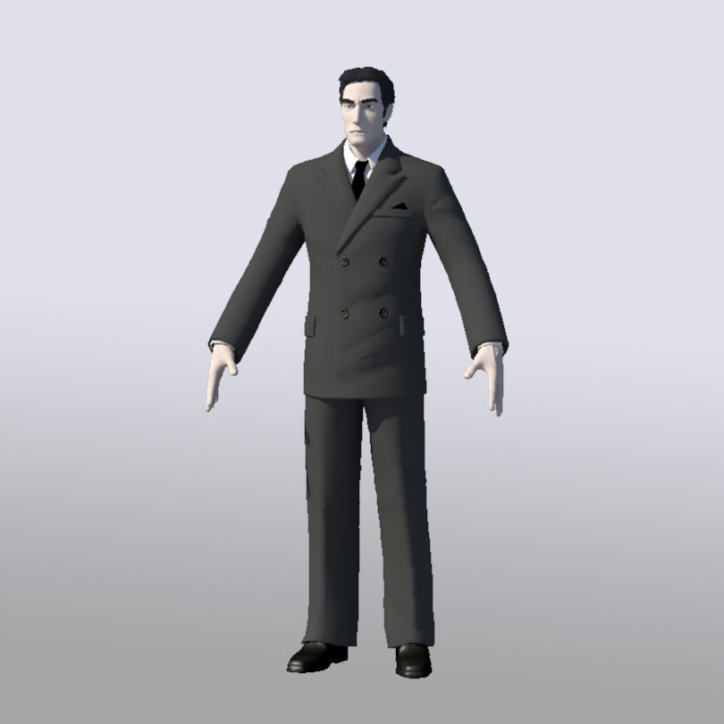 Gangster 3D Model man in suit and hat 3D model_2