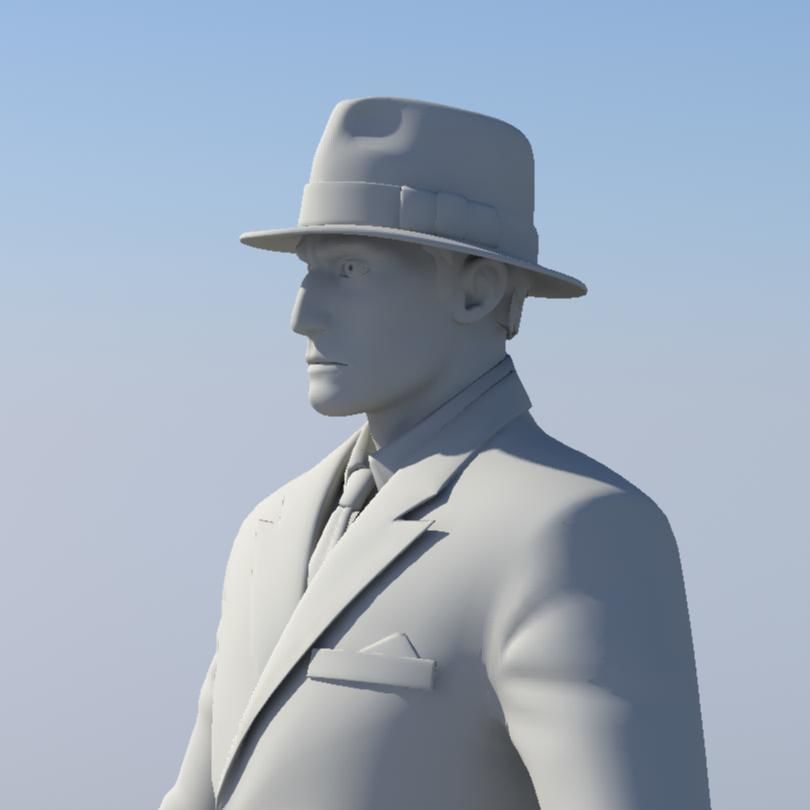 Gangster 3D Model man in suit and hat 3D model_29