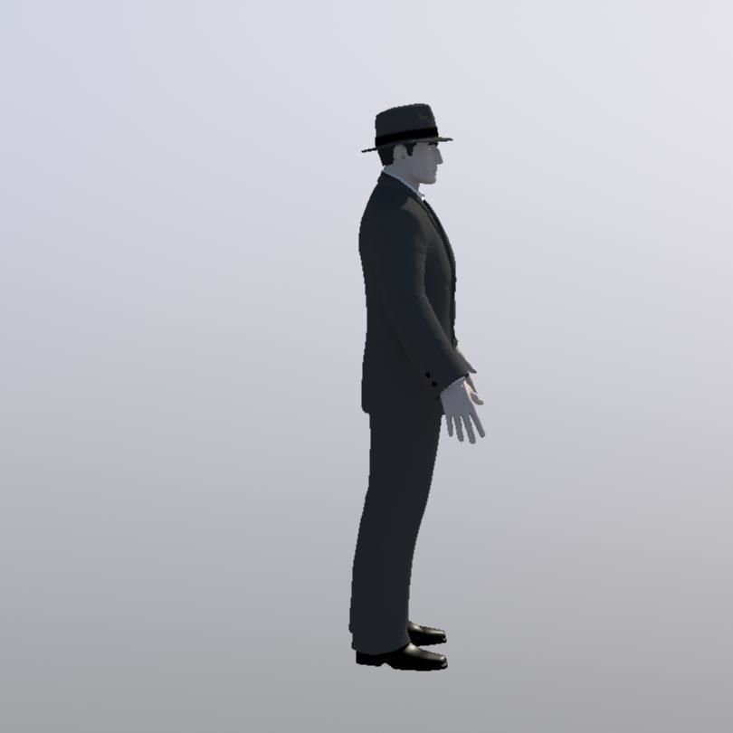 Gangster 3D Model man in suit and hat 3D model_5