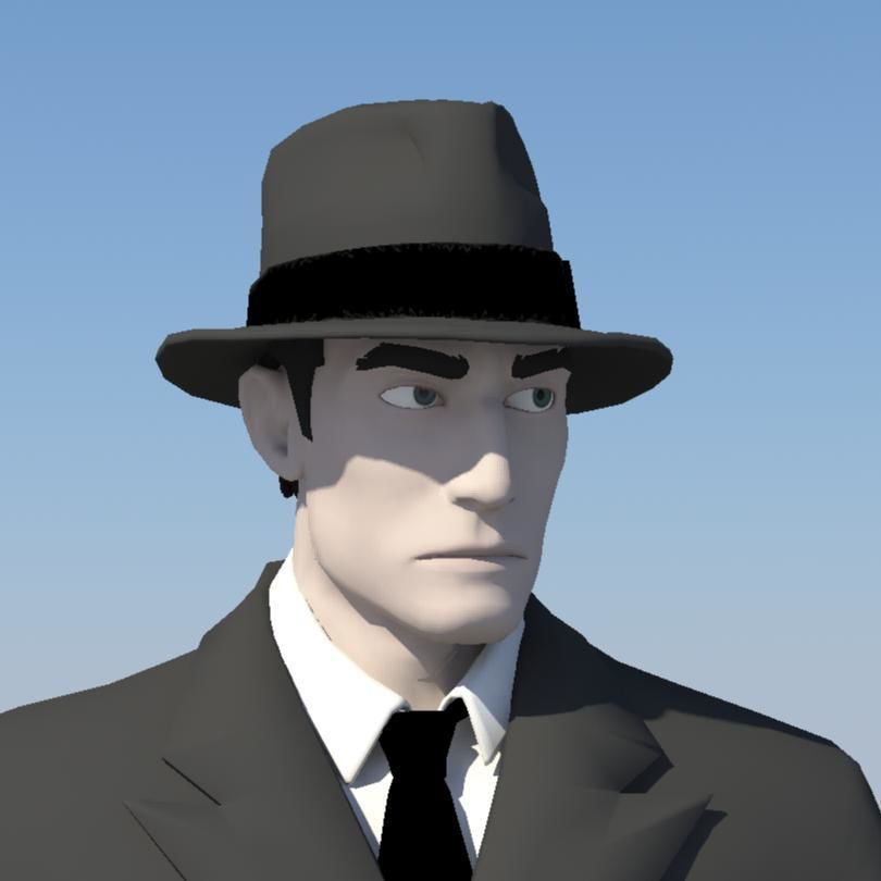 Gangster 3D Model man in suit and hat 3D model_15