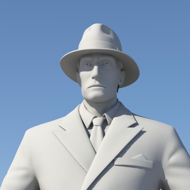 Gangster 3D Model man in suit and hat 3D model_36