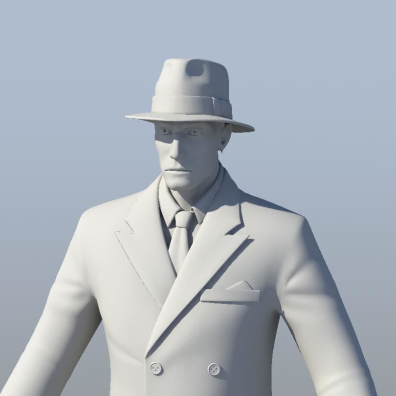 Gangster 3D Model man in suit and hat 3D model_26