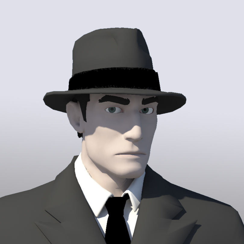 Gangster 3D Model man in suit and hat 3D model_39